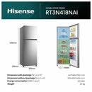 HISENSE RT3N418NAI Top Mount Inverter Refrigerator, 418 Liters, Silver