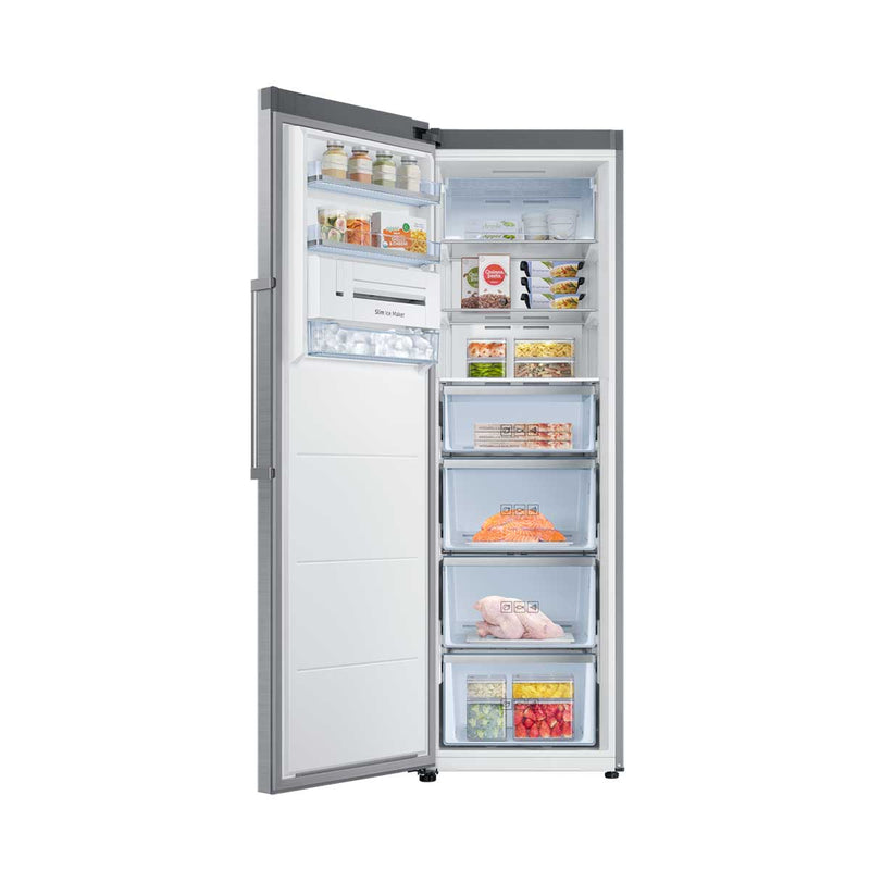 SAMSUNG RZ32M71207F Upright 1-Door Freezer with Power Freeze, No Frost, All-around Cooling, 315L, Refined Steel مجمدة عامودية سامسونك