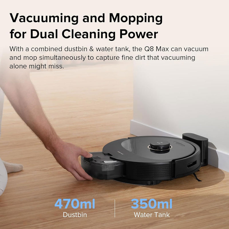 ROBOROCK Q8 Max Robot Vacuum Cleaner, Black مكنسة روبوت روبوروك