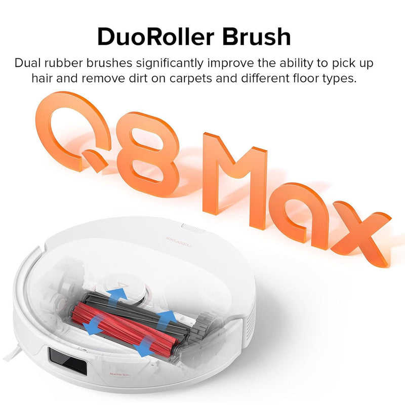 ROBOROCK Q8 Max Robot Vacuum Cleaner, White مكنسة روبوت روبوروك