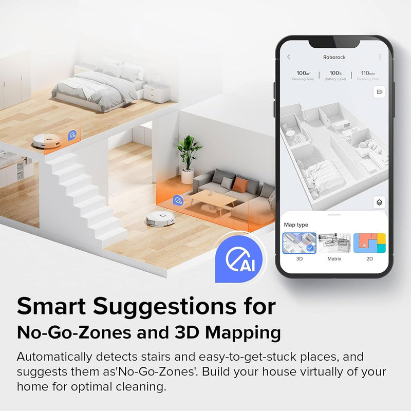 ROBOROCK Q8 Max Robot Vacuum Cleaner, White مكنسة روبوت روبوروك