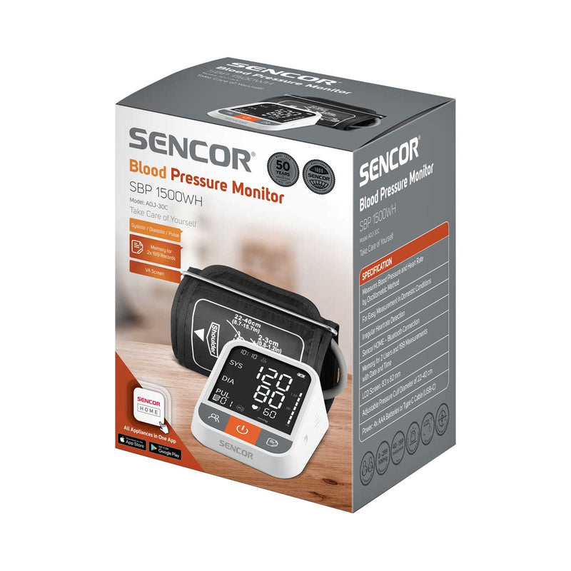 SENCOR	SBP 1500WH Digital Blood Pressure Monitor, White  جهاز قياس ضغط الدم الرقمي سنكور