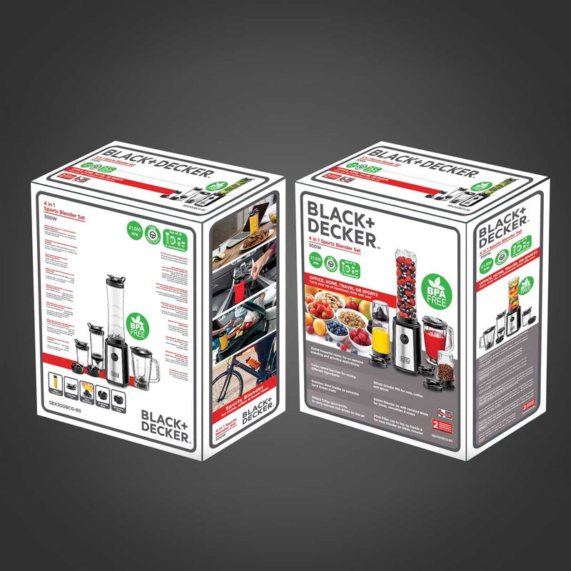 BLACK & DECKER SBX300BCG-B5 300W Sports Blender + Citrus Juicer + Grinder خلاط متعدد الوظائف