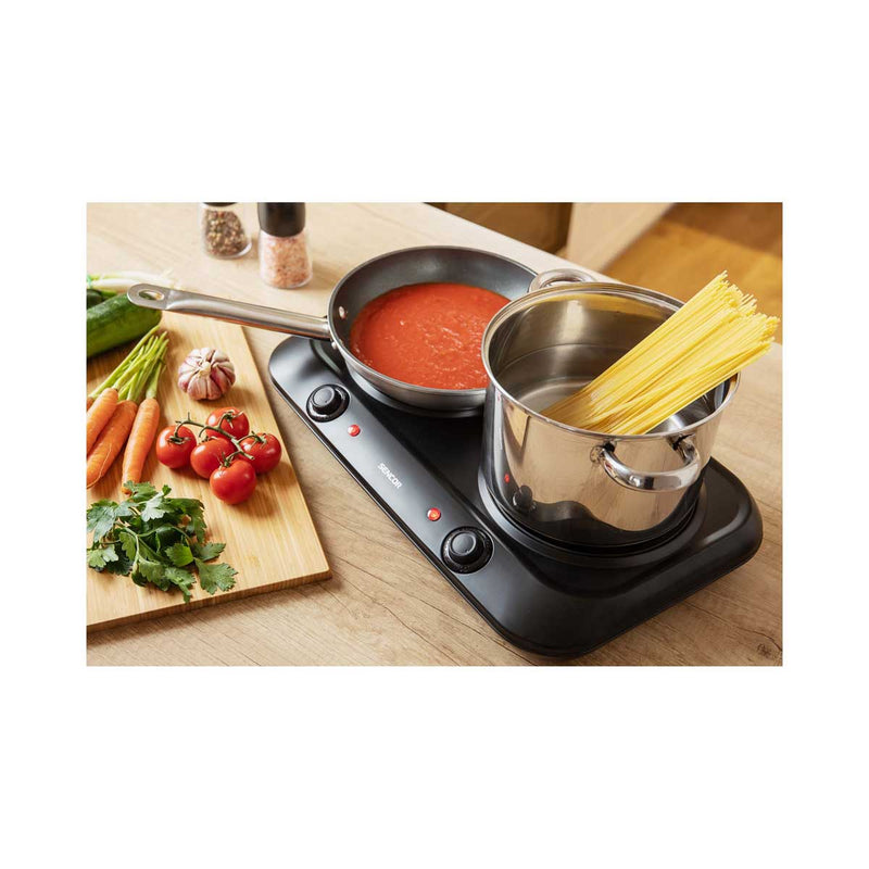 SENCOR SCP 2263BK Electric Double Hotplate 2400W, Black طباخ كهربائي مزدوج