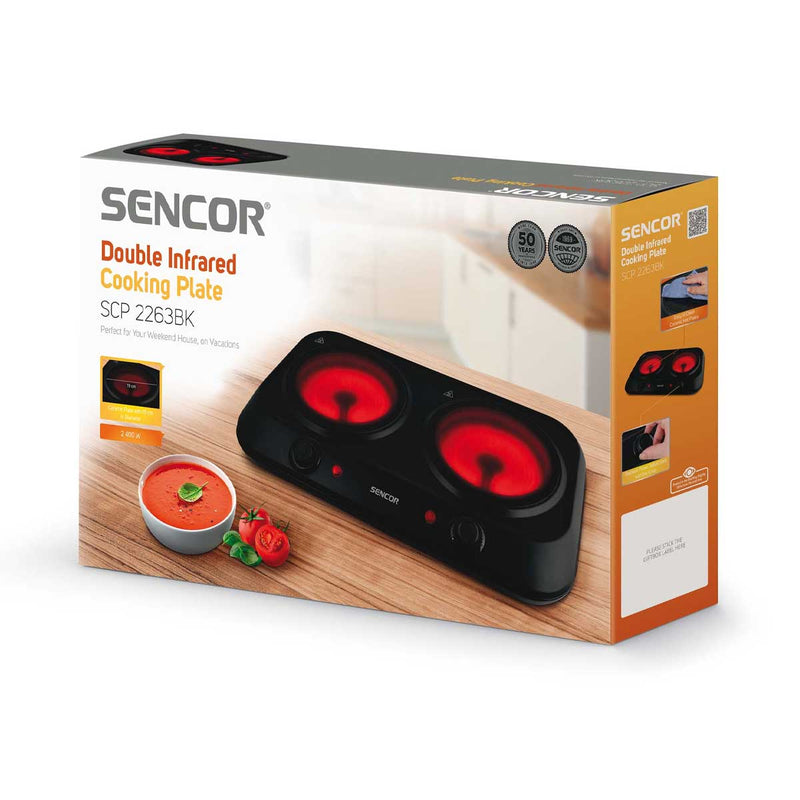 SENCOR SCP 2263BK Electric Double Hotplate 2400W, Black طباخ كهربائي مزدوج