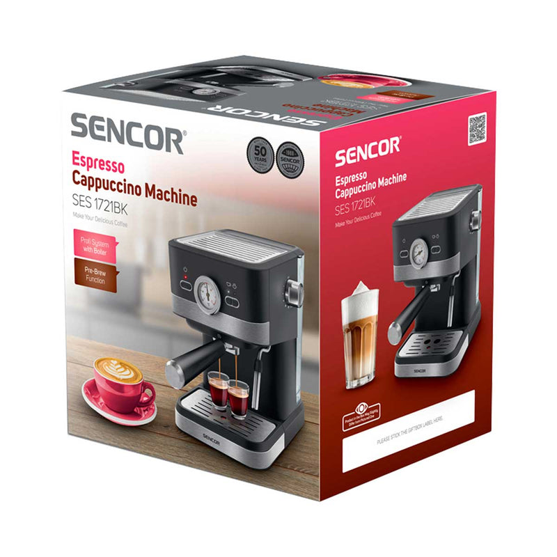 SENCOR SES 1721BK Espresso Machine 20 bar, Black آلة صنع الإسبريسو سنكور