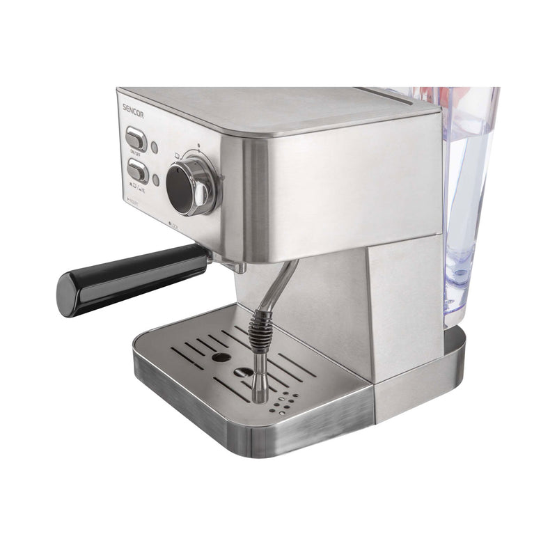 SENCOR SES 4010SS Espresso Machine 2 Cups With Steamer Tank 1.5 L, Silver ماكنة اسبيريسو كوبين سنكور