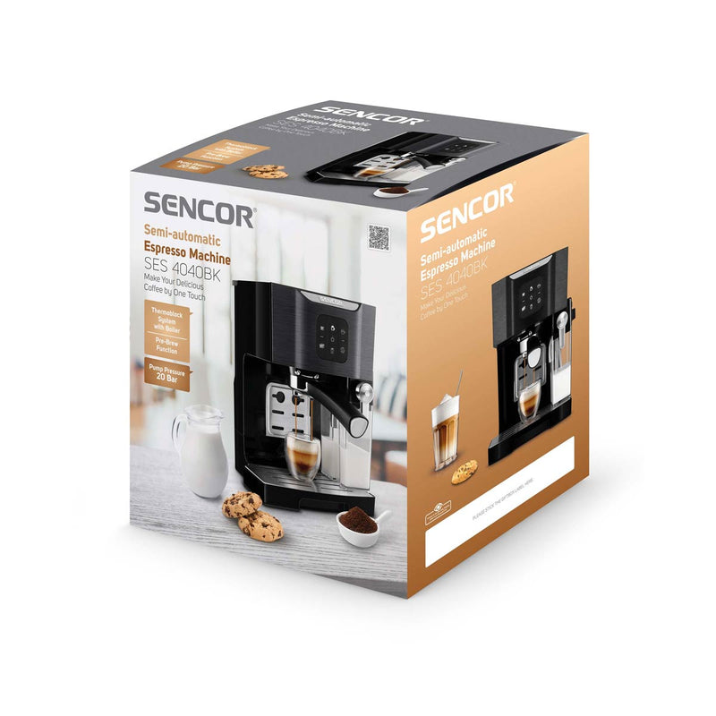 SENCOR SES 4040BK Espresso Machine 1 Cup With Steamer, Black  ماكينة اسبريسو سعة كوب واحد مع جهاز بخار سنكور