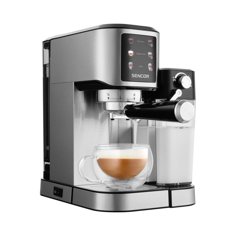 SENCOR SES 4910SS Semi-automatic espresso machine 20 bar, Silver ماكنة صنع الإسبريسو نصف أوتوماتيكية سنكور