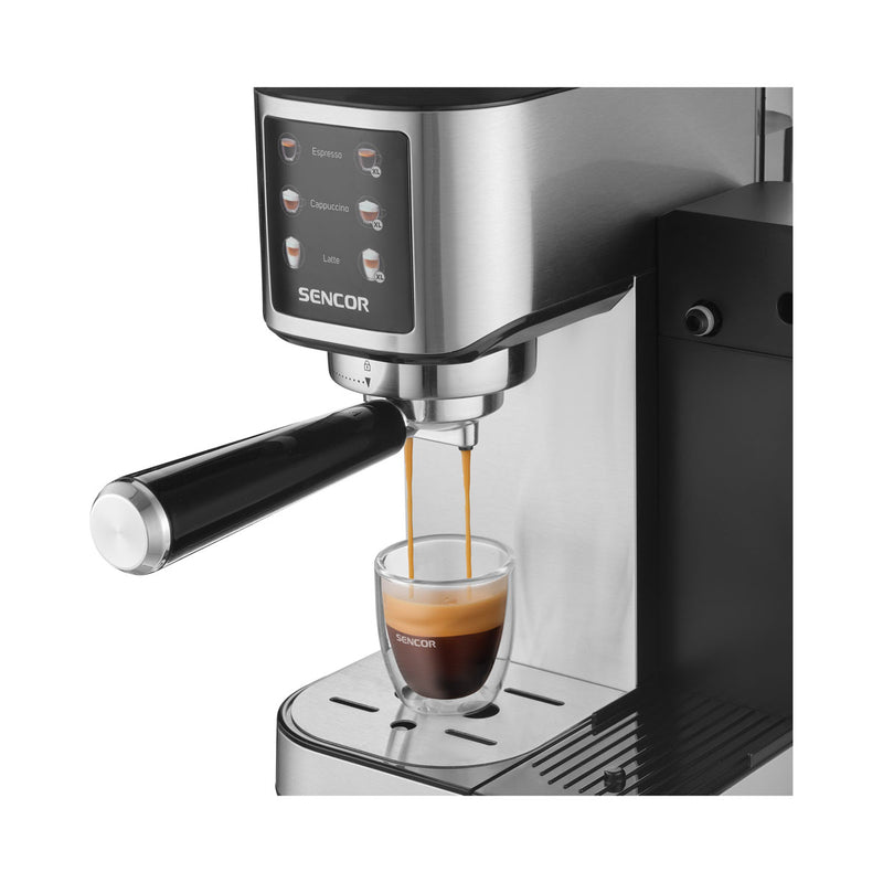 SENCOR SES 4910SS Semi-automatic espresso machine 20 bar, Silver ماكنة صنع الإسبريسو نصف أوتوماتيكية سنكور