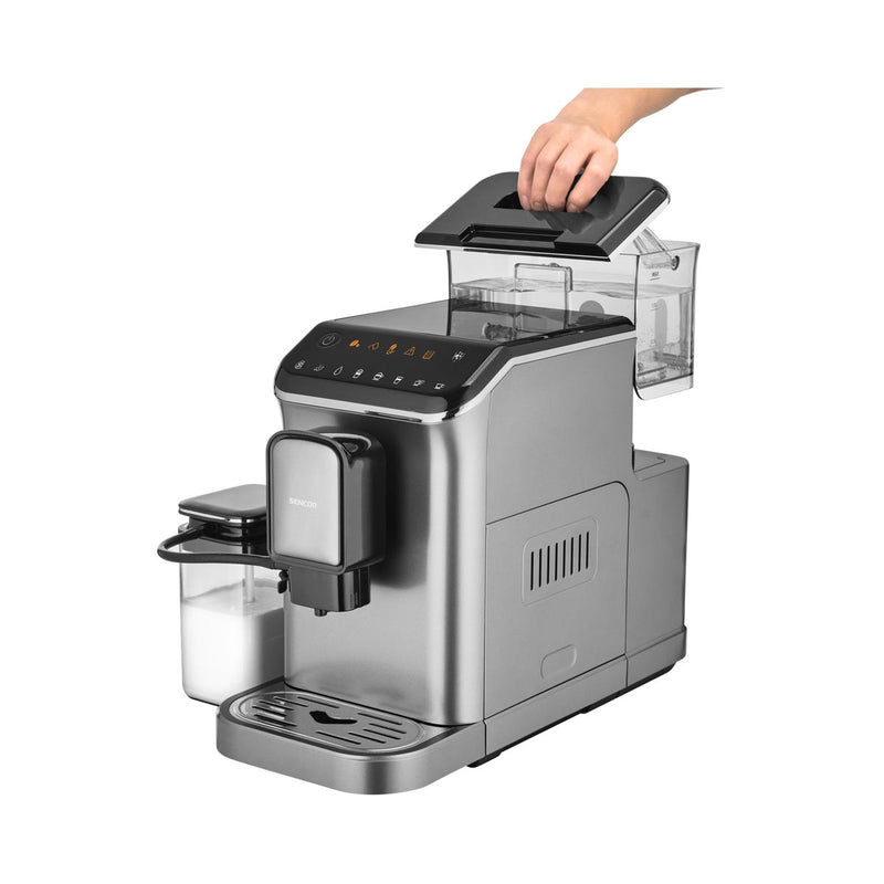 SENCOR SES 8000BK Automatic Espresso / Cappuccino machine 20 Bar, Silver ماكنة صنع القهوة سنكور