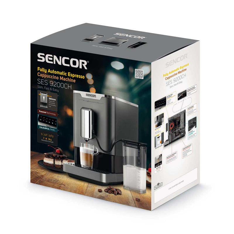 SENCOR SES 9200CH Automatic Espresso Maker 1470W, Silver ماكينة صنع الإسبريسو الأوتوماتيكية سنكور