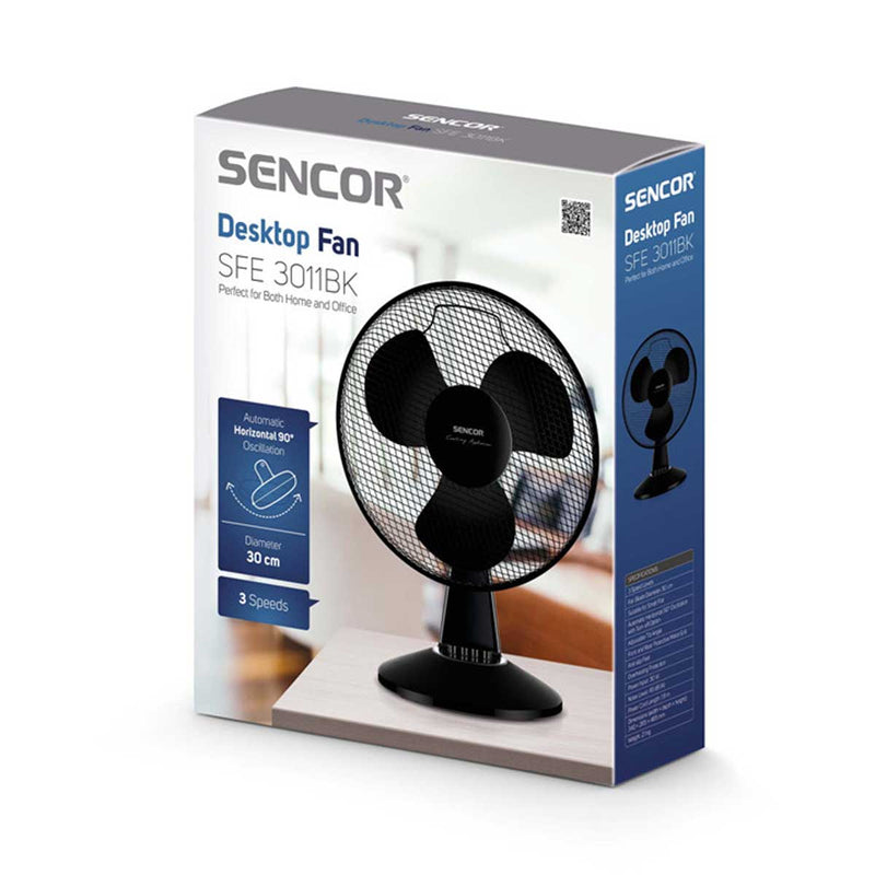 SENCOR SFE 3011BK 3 Phase Desktop Fan, Black مروحة سطح المكتب سنكور