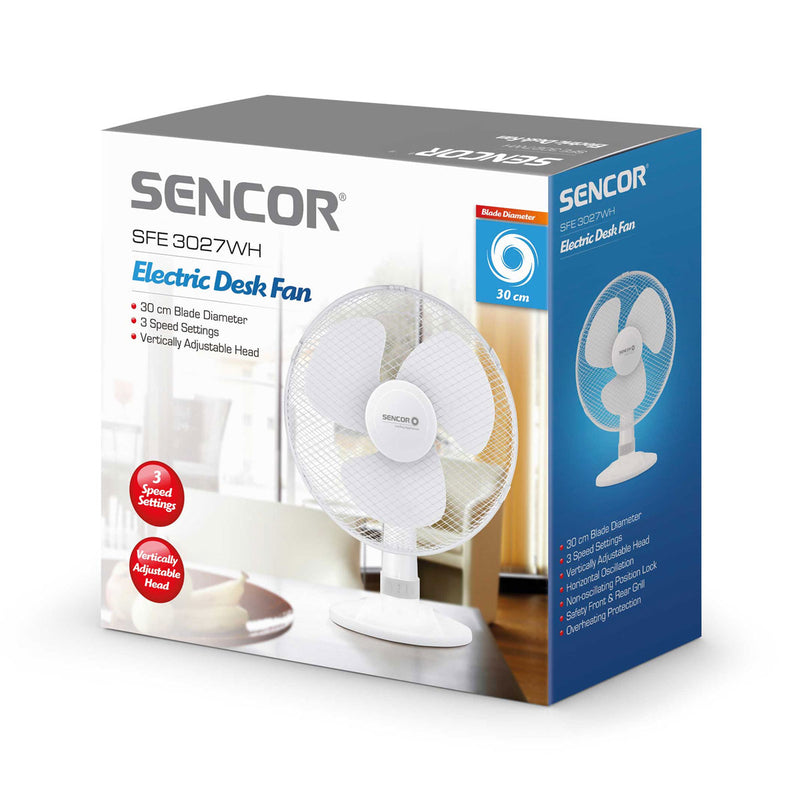 SENCOR SFE 3027WH Desktop Fan, White مروحة مكتبية سنكور