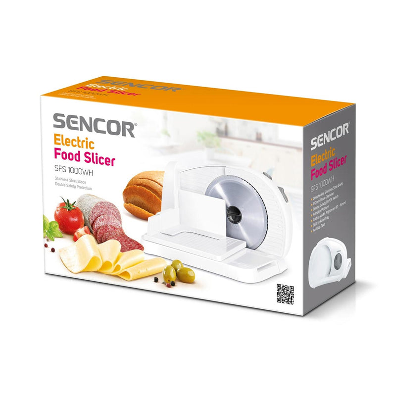 SENCOR SFS 1000WH Electric Food Slicer 100 W, White قطاعة طعام كهربائية سنكور