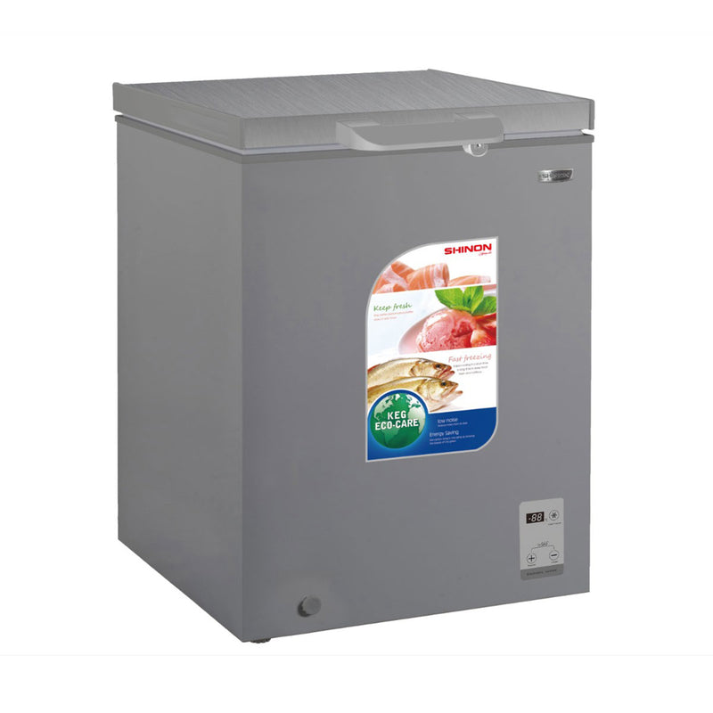 SHINON SH-HC160 Chest Freezer 160L, Silver مجمدة 8 قدم شينون