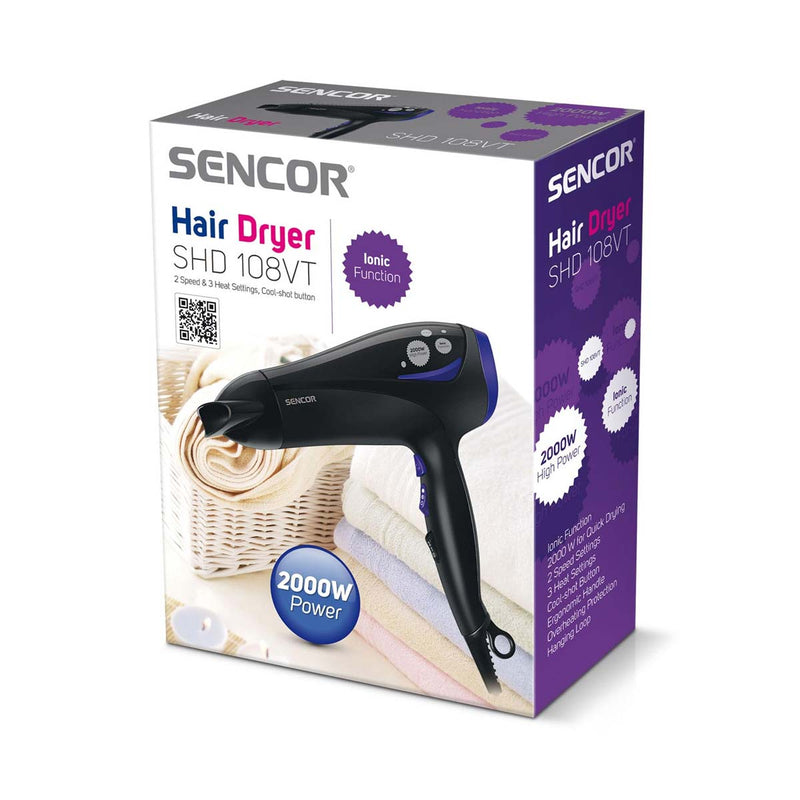 SENCOR SHD 108VT Hair dryer 2200W, Black شسوار كهربائي سنكور