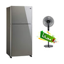 SHARP SJ-GT820G-DS3 Double Door Refrigerator Inverter Compressor, Dark Silver + Free gift ثلاجة شارب