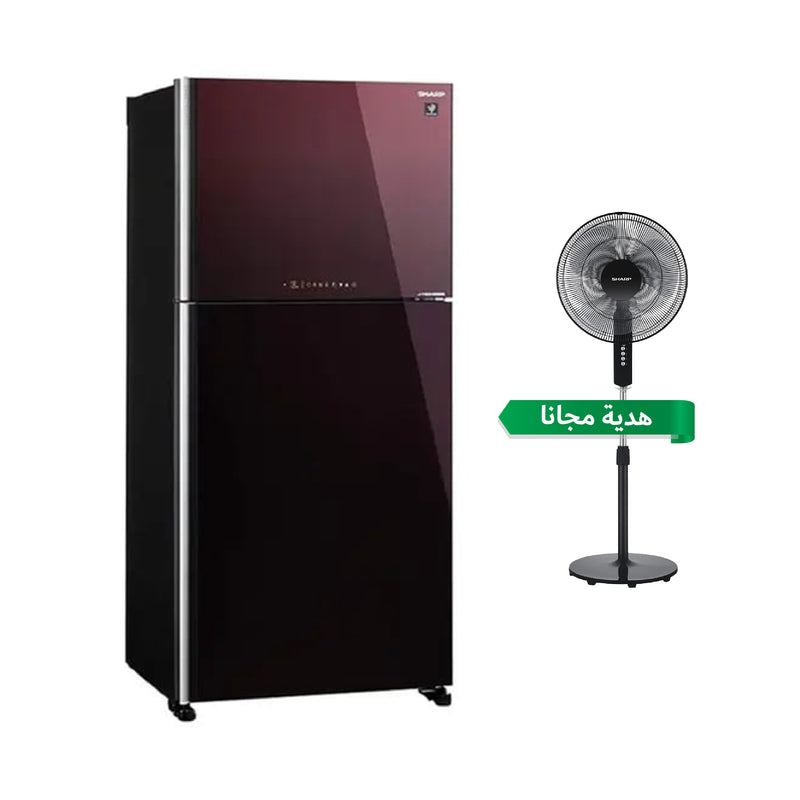 SHARP SJ-GT820G-RD3 Double Door Refrigerator Inverter Compressor, 29 ft ثلاجة ذات الابواب المزدوجة شارب + هدية مجانا