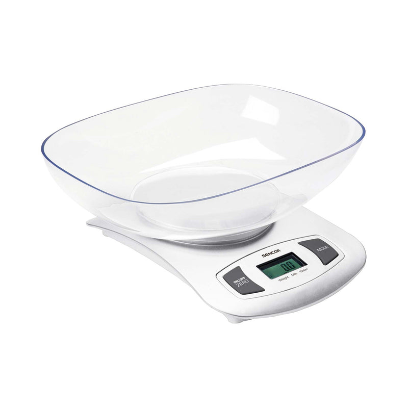 SENCOR SKS 4001WH Digital Food Scale With Outdoor Bowl 5 Kg, White ميزان طعام رقمي مع وعاء خارجي سنكور