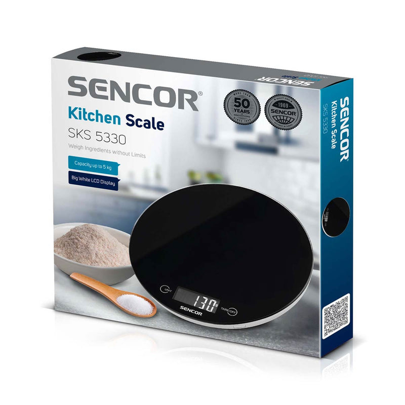 SENCOR SKS 5330 Round Digital Food Scale, Black ميزان طعام رقمي دائري سنكور