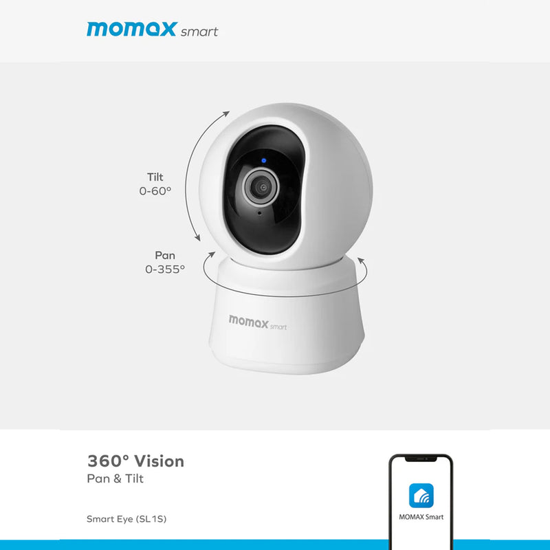 MOMAX SL1SW Smart Eye IoT IP 360° Camera, White