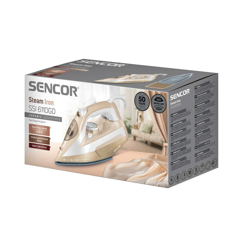 SENCOR SSI 6110GD Steam Iron 2600 Watts, Brown مكواة بخار سنكور