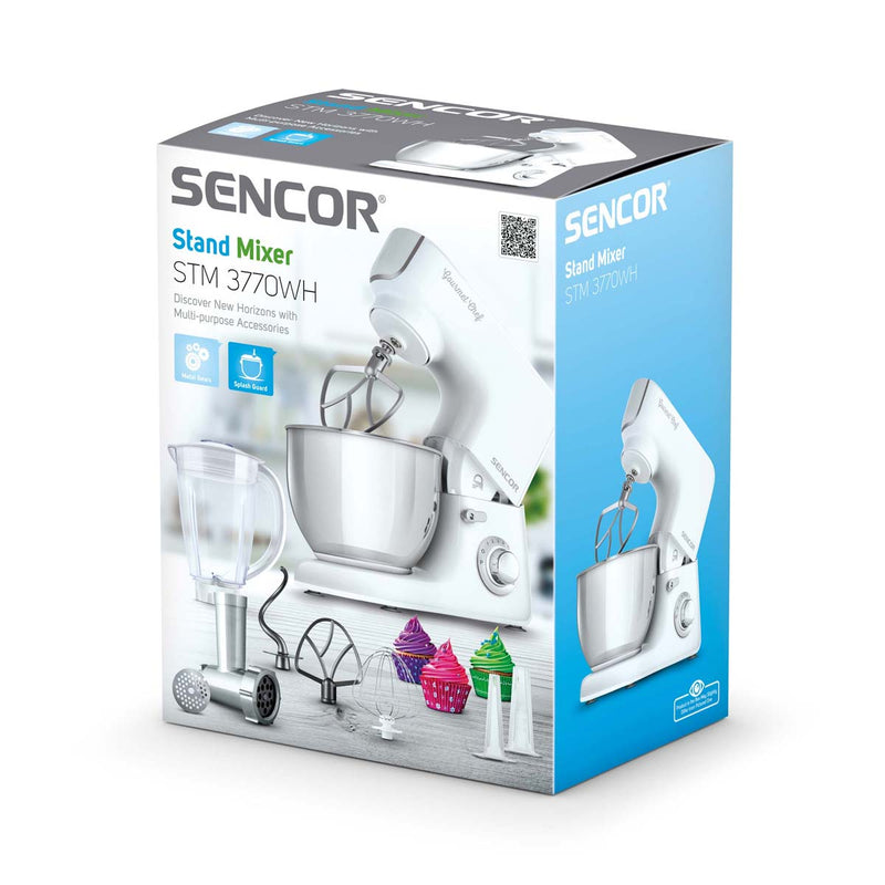 SENCOR STM 3770WH-MEG2 Stand Mixer, Blender, Meat Cutting Machine  L, Whiteخلاط ومقطع لحم سنكور  5.5