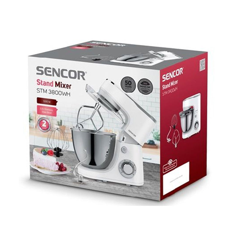SENCOR STM 3800WH-MEG2 Stand Mixer 5.5L 1300W, White خلاط مع وعاء سنكور