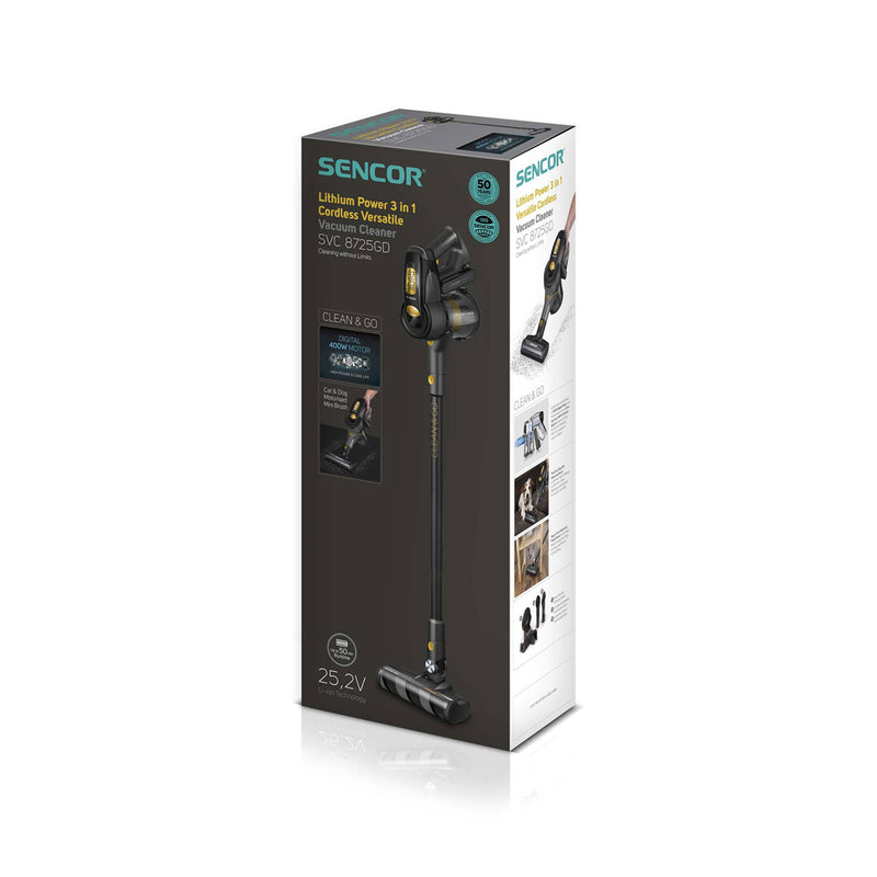 SENCOR SVC 8725GD-MEG2 Cordless Vacuum Cleaner, Black مكنسة كهربائية لاسلكية سنكور
