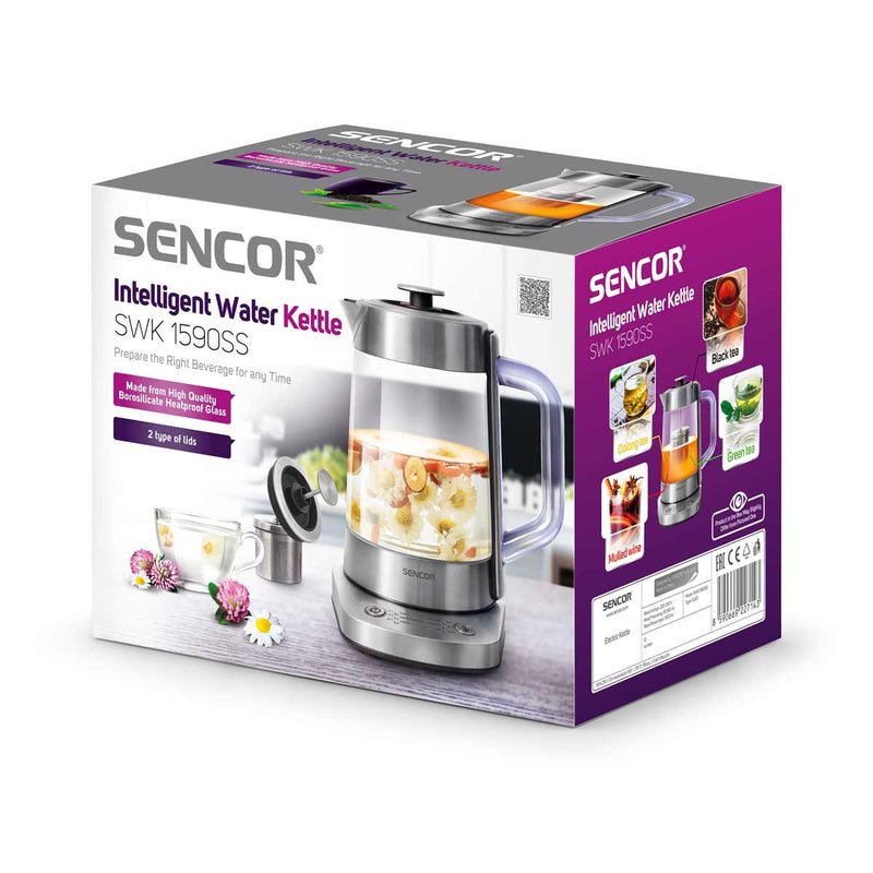 SENCOR SWK 1590SS Smart electric kettle, Silver غلاية كهربائية ذكية سنكور