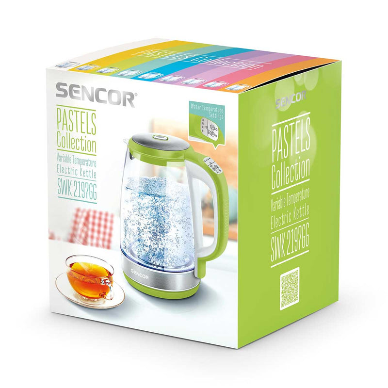 SENCOR SWK 2197GG Glass Kettle 2 L, Green غلاية كهربائية سنكور