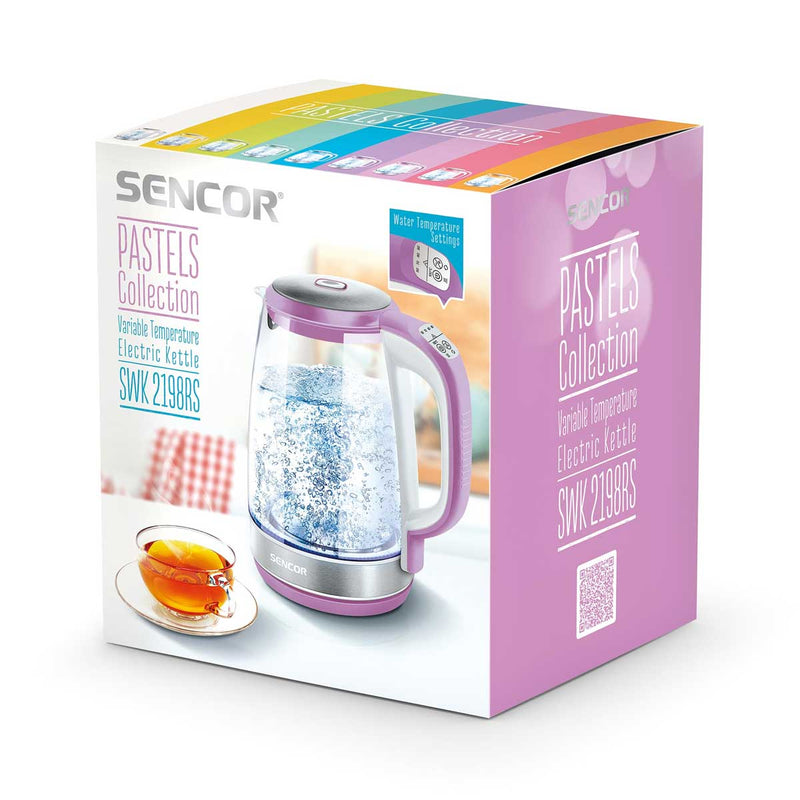 SENCOR SWK 2198RS Glass Kettle 2 L, Light Purple غلاية كهربائية سنكور