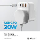 MOMAX US10UKE 2869 OnePlug Extension Socket with USB, Black ادابتر موماكس