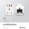 MOMAX US10UKE 2869 OnePlug Extension Socket with USB, Black ادابتر موماكس