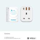 MOMAX US10UKE 2869 OnePlug Extension Socket with USB, Black ادابتر موماكس