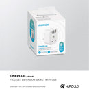 MOMAX US10UKE 2869 OnePlug Extension Socket with USB, Black ادابتر موماكس