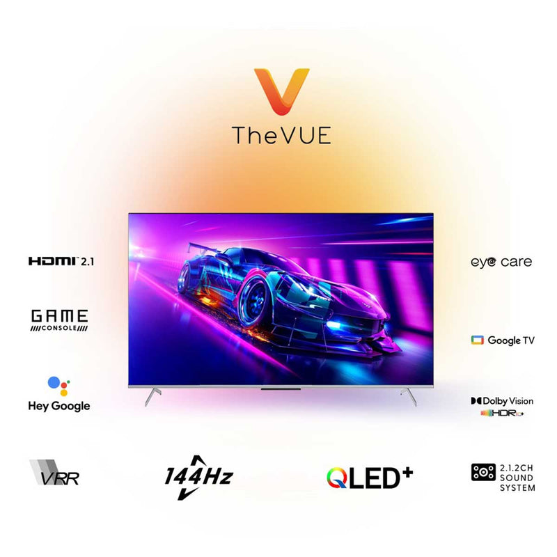 TheVUE 55VEG602  SMART QLED 55 frameless google TV 144hz, 55 Inch شاشة حجم 55