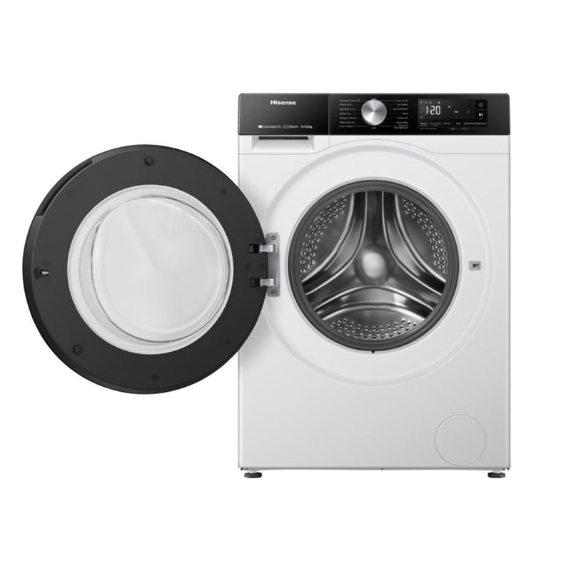 HISENSE WD3S1043BT-White Front Load Washing Machine, 12 Kg, White غسالة ملابس باب جانبية هايسنس
