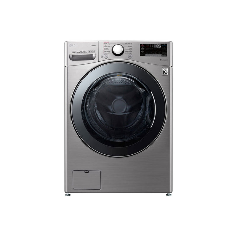 LG WDV1901SRV - 18/10Kg - 1400RPM - Front Loading Washing Machine & Dryer, Silver - غسالة ال جي