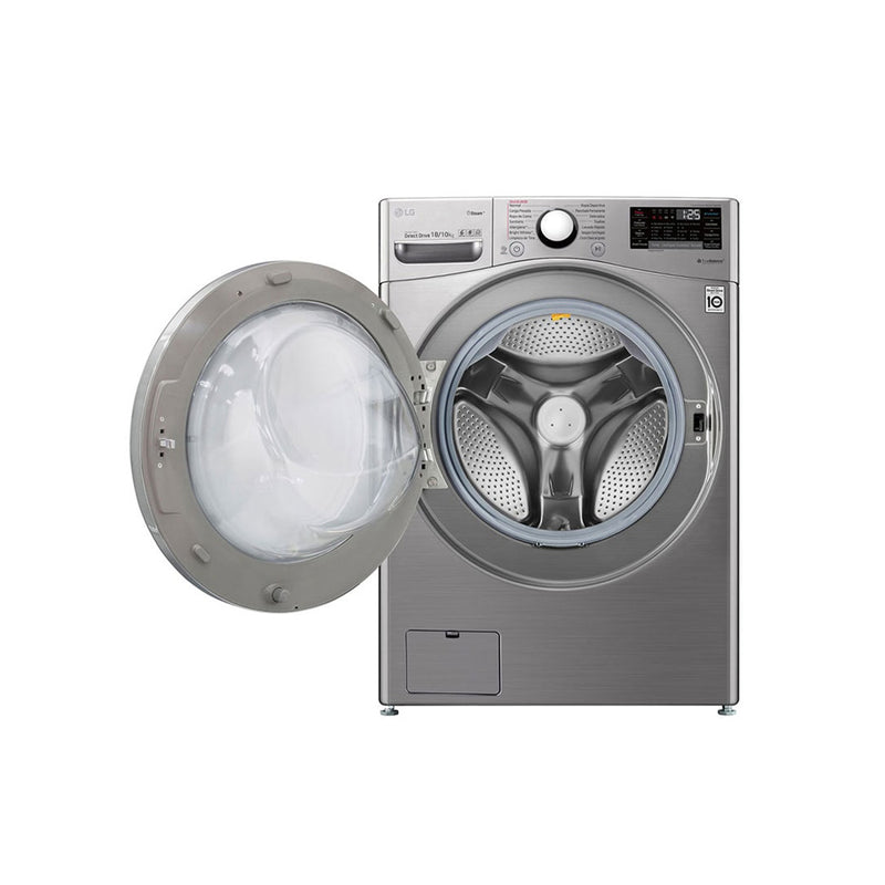 LG WDV1901SRV - 18/10Kg - 1400RPM - Front Loading Washing Machine & Dryer, Silver - غسالة ال جي