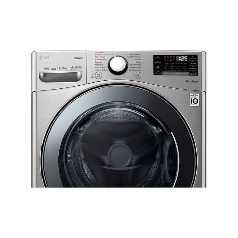 LG WDV1901SRV - 18/10Kg - 1400RPM - Front Loading Washing Machine & Dryer, Silver - غسالة ال جي