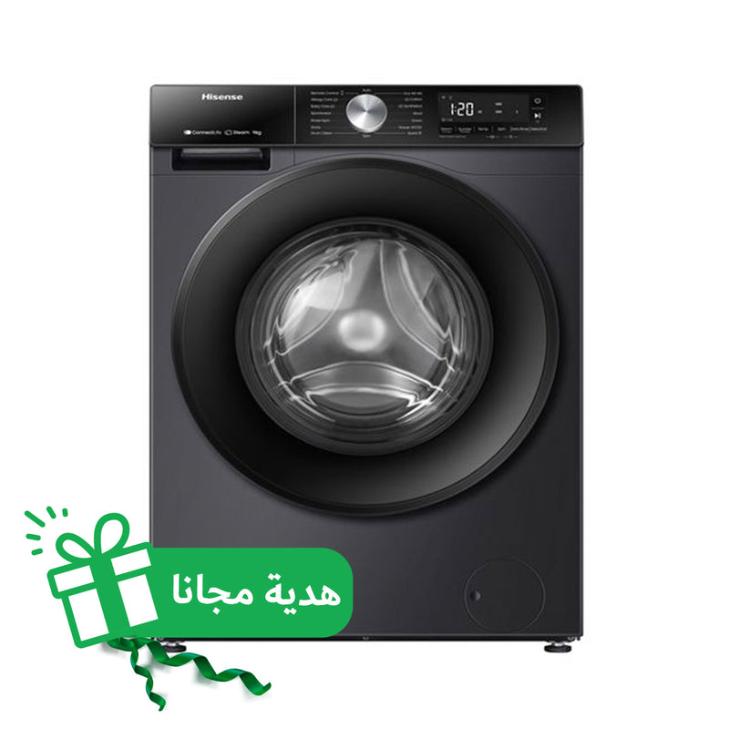 HISENSE WF3S9043BT Front Load Washer 9 kg 1400 RPM, Grey + FREE GIFT