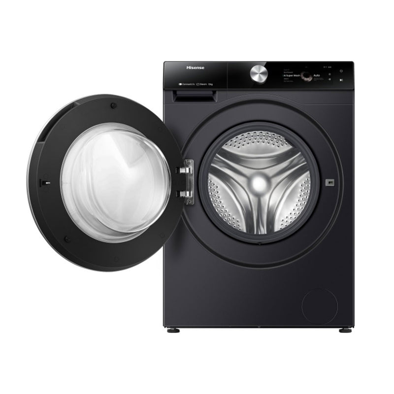 HISENSE WF7S1247BB Front Load Washing Machine, 12 Kg, Black غسالة ملابس 12 كغم باب جانبية هايسنس