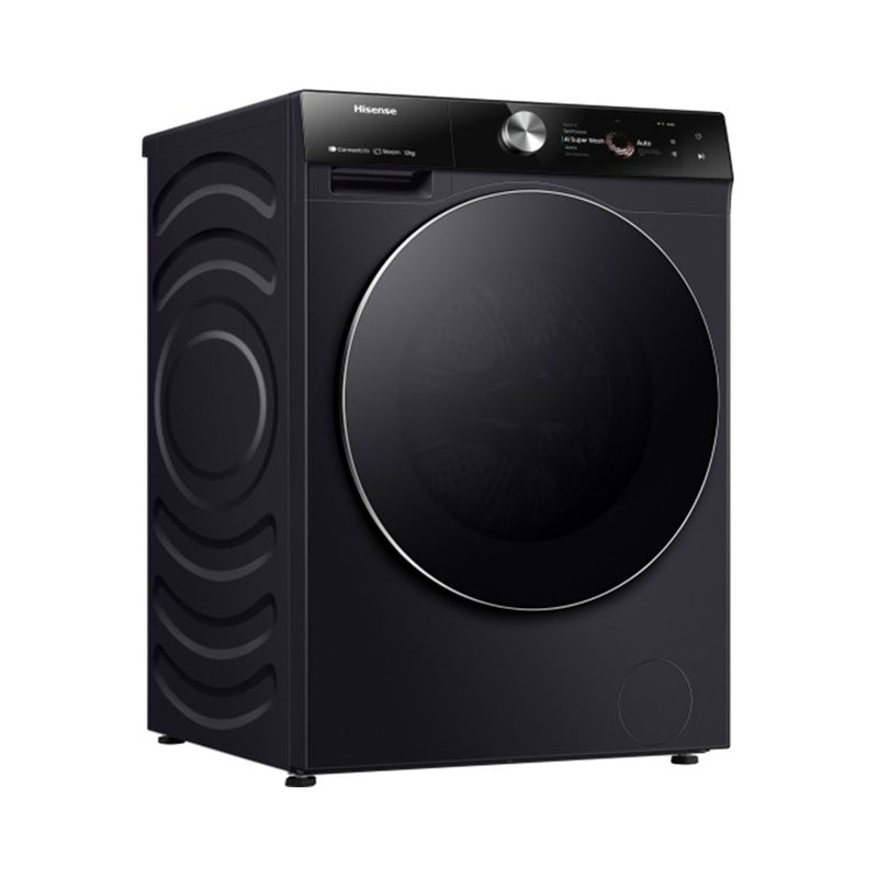 HISENSE WF7S1247BB Front Load Washing Machine, 12 Kg, Black غسالة ملابس 12 كغم باب جانبية هايسنس