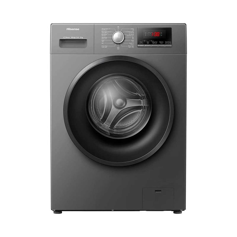 HISENSE WFPV8012EMT 8Kg Front Load washing machine with 1200RPM,Quick wash,Allergy steam care,Pause & Add,Child lock