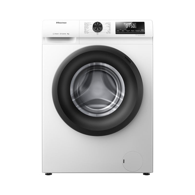 HISENSE WFQP8012WS Front Load Washing Machine 8 KG, White غسالة هايسنس