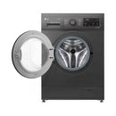 LG WJ1408MTG Front Load Washer 8kg, Direct Drive Motor, Smart Diagnosis, Black غسالة ملابس ال جي