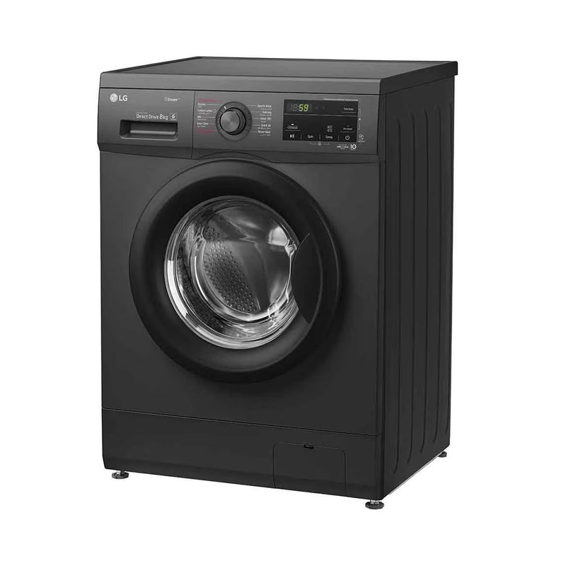 LG WJ1408MTG Front Load Washer 8kg, Direct Drive Motor, Smart Diagnosis, Black غسالة ملابس ال جي