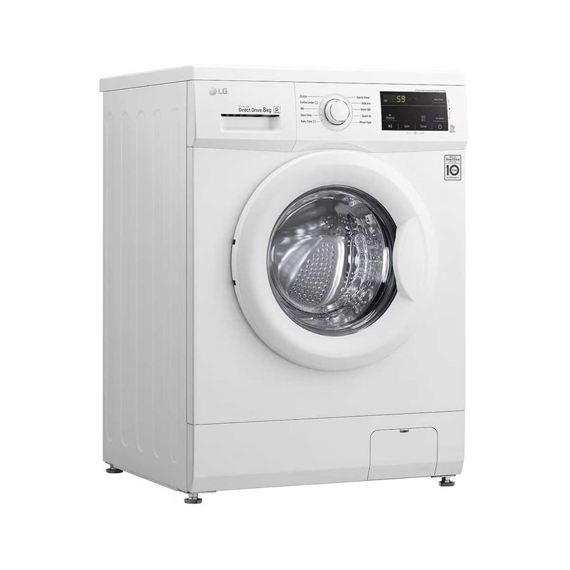 LG WJ1408NTP Front Load Washer 8kg, Direct Drive Motor 6 Motion, White Color غسالة